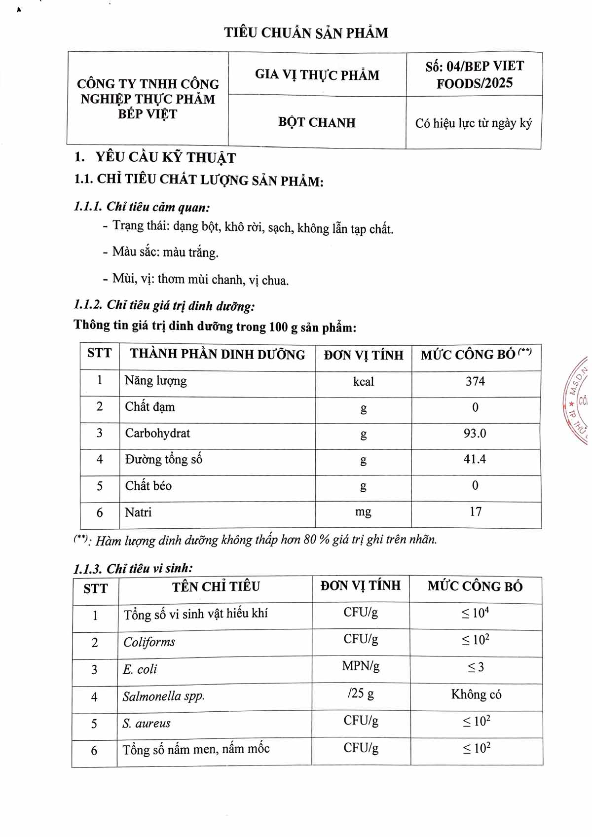 HS TCB Bột Chanh Ông Táo 400g