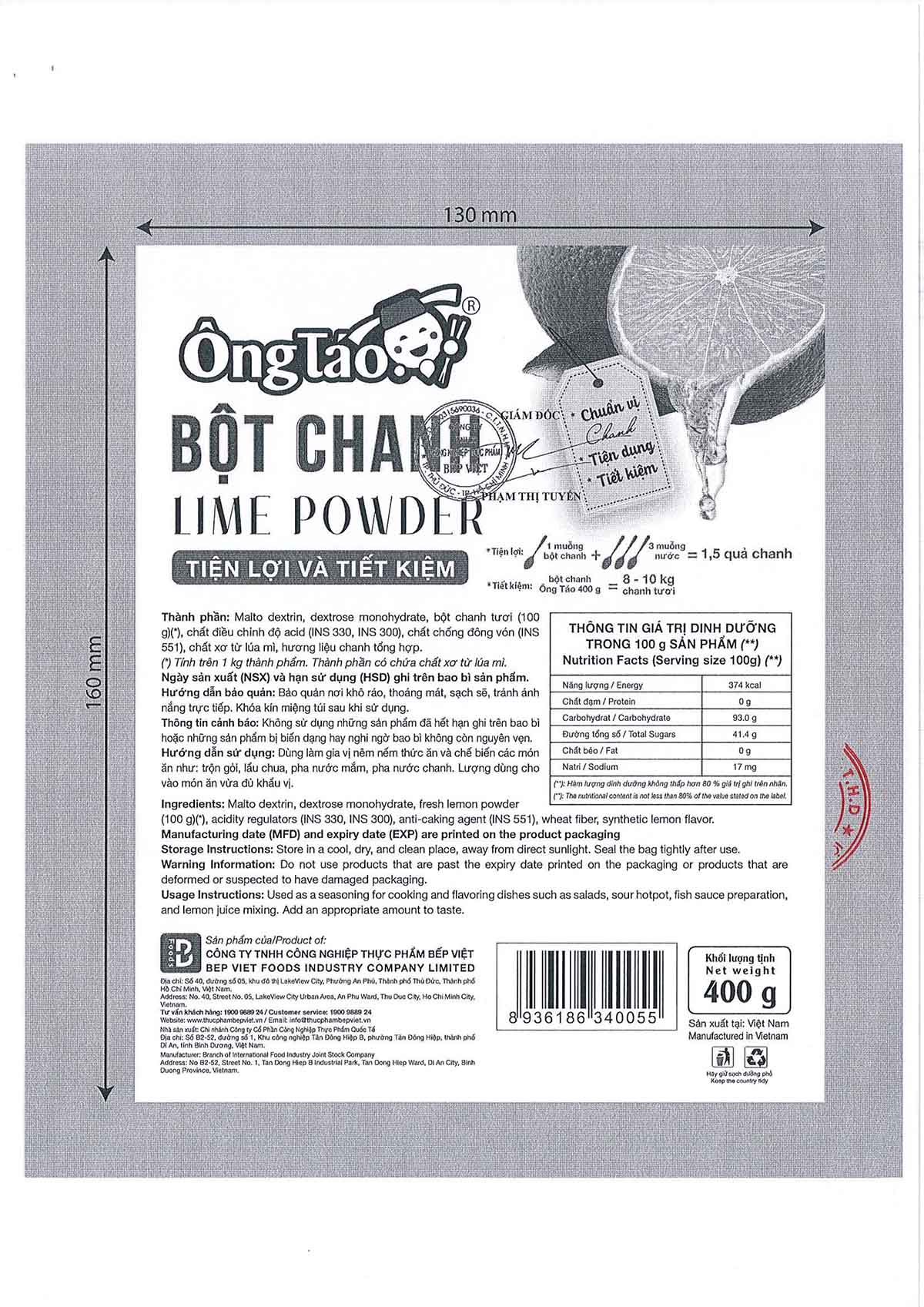 HS TCB Bột Chanh Ông Táo 400g