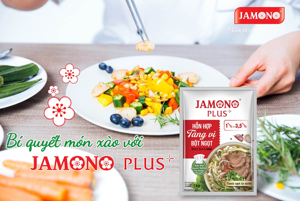 hỗn hợp tăng vị bột ngọt Jamono Plus cho món xào