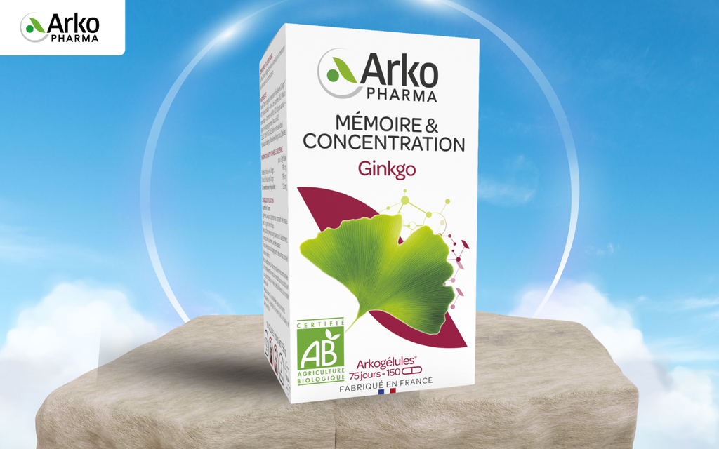 Viên uống bổ não Arkopharma Arkogelules hỗ trợ hiệu quả giảm các cơn đau đầu do căng thẳng, mệt mỏi, hỗ trợ tuần hoàn não