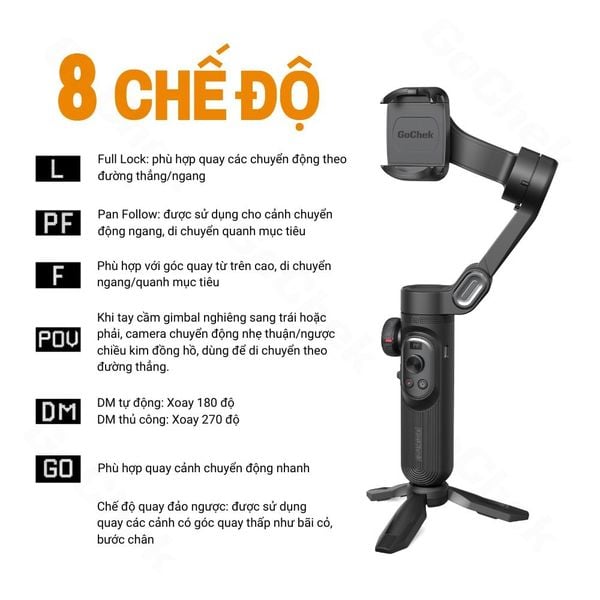 8 chế độ gimbal điện thoại GoChek