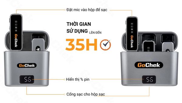 micro thu âm không dây cài áo GoChek Ultra bộ C và bộ D