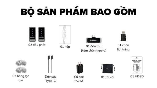 micro thu âm cài áo không dây GoChek Ultra S24