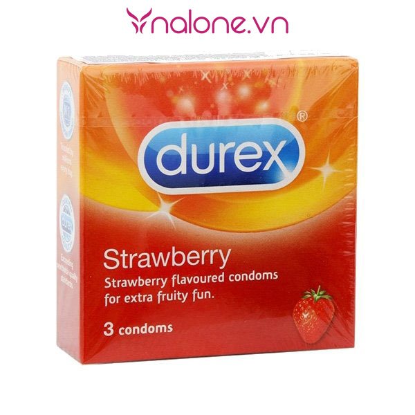 bao cao su hương dâu Durex Strawberry hộp 3 cái