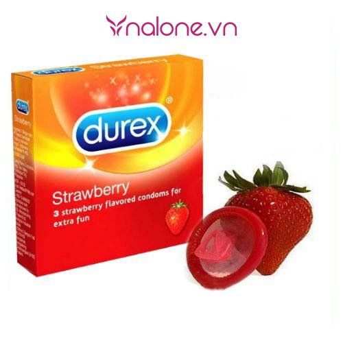 bao cao su hương dâu Durex Strawberry hộp 3 cái