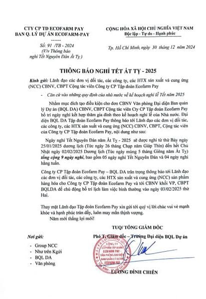 CÔNG TY CỔ PHẦN TẬP ĐOÀN ECOFARMPAY 