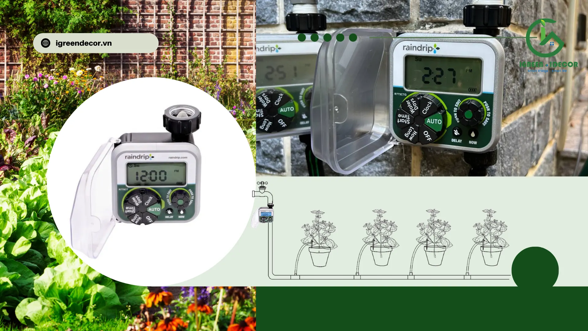 HƯỚNG DẪN CHI TIẾT SỬ DỤNG BỘ HẸN GIỜ TƯỚI SÂN VƯỜN TỰ ĐỘNG R775CTG
