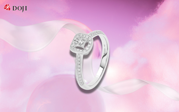 Nhẫn kim cương mặt vuông AFRR000014D2DA1 Cushion Cut hiện đại