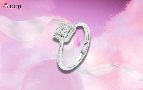 Nhẫn kim cương mặt vuông AFRR000034D2DA1 Princess Cut truyền thống