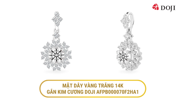 Mặt dây chuyền vàng trắng 14K gắn kim cương DOJI AFPB000070F2HA1