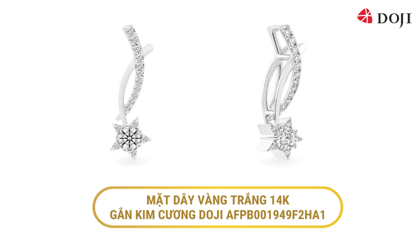 Mặt dây vàng trắng 14K gắn kim cương DOJI AFPB001949F2HA1