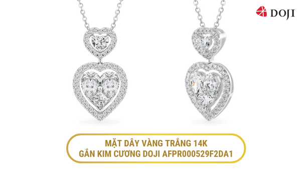 Mặt dây chuyền vàng trắng 14K gắn kim cương DOJI AFPR000529F2DA1
