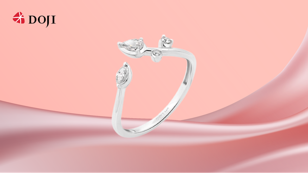 Nhẫn vàng trắng 14K gắn kim cương DOJI AFRR400194F2DA1 mang phong cách dịu dàng và trang nhã
