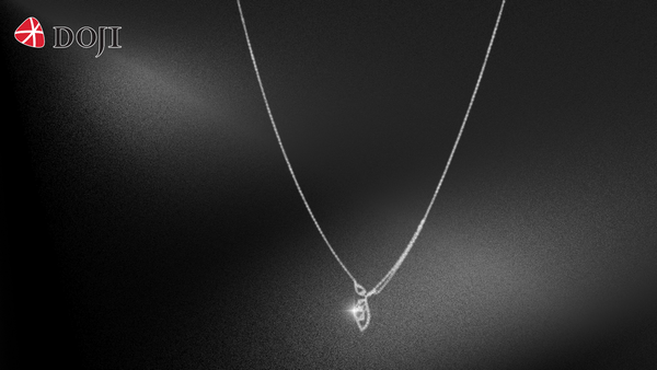 Dây liền mặt vàng trắng 14K gắn kim cương DOJI ALPR000496F2DA1 được làm bằng dây chuyền vàng 14K đính kim cương tự nhiên