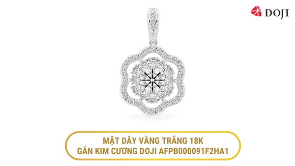 Mặt dây chuyền vàng trắng 18K gắn kim cương DOJI AFPB000091F2HA1