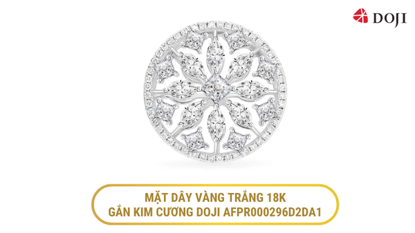 Mặt dây chuyền vàng trắng 18K gắn kim cương DOJI AFPR000296D2DA1
