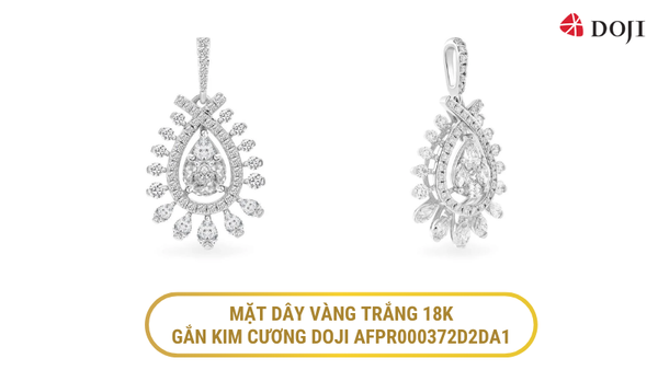 Mặt dây chuyền vàng trắng 18K gắn kim cương DOJI AFPR000372D2DA1