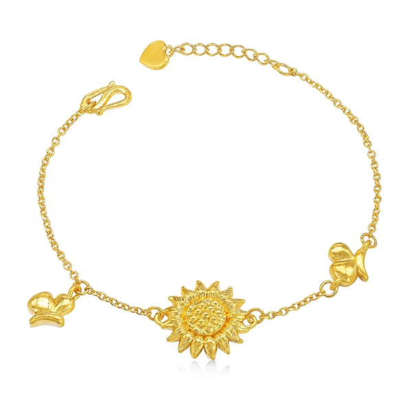 Lắc tay vàng 24K DOJI họa tiết hoa hướng dương giúp người sở hữu khơi gợi ý chí mạnh mẽ và khả năng vượt qua khó khăn trong cuộc sống