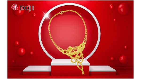 Thiết kế rồng - phượng là lựa chọn được yêu thích nhất trong các mẫu dây chuyền vàng cưới