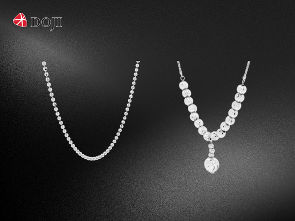Dây chuyền vàng 18K bao gồm dây chuyền trơn và dây chuyền liền mặt