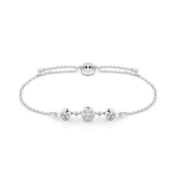 BST “Darling Girl” thanh lịch, lắc tay vàng trắng 14K sang trọng