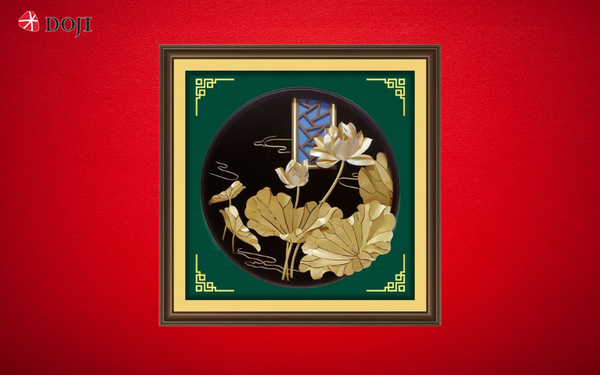 Tranh treo tường phủ vàng gửi gắm lời chúc sung túc, bình an tặng mẹ dịp 8/3