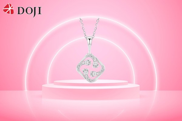 Mặt dây vàng trắng 14K gắn kim cương DOJI AFPR000527F2DA1 mang vẻ đẹp trẻ trung và hiện đại