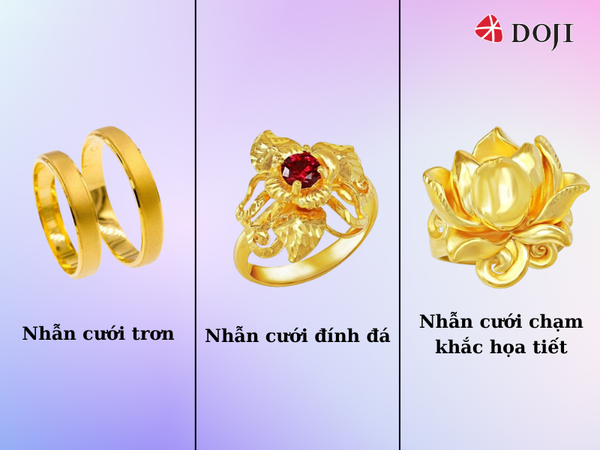 3 loại nhẫn cưới vàng 9999 có thiết kế phổ biến nhất trên thị trường Việt Nam