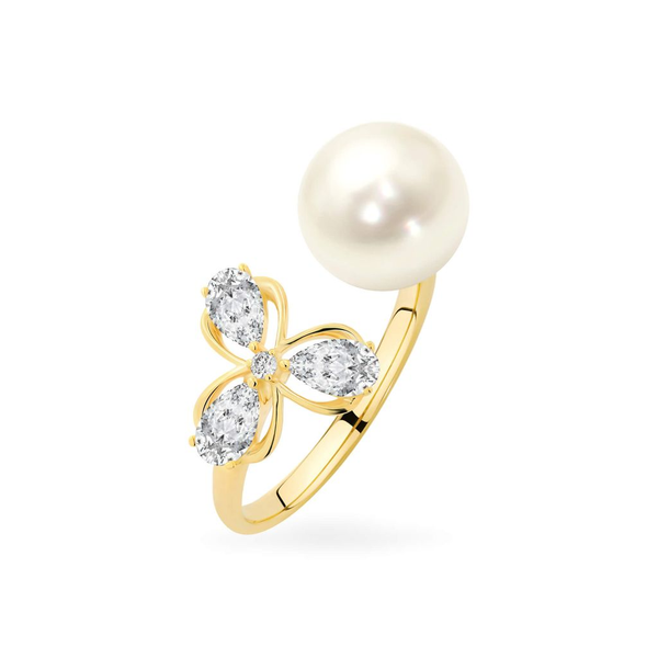 Vẻ đẹp nhẹ nhàng, bay bổng và thanh thoát của nhẫn ngọc trai vàng vàng 14K