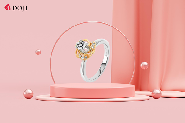 Nhẫn kim cương phối hai tông màu vàng trắng - vàng vàng mang đến vẻ đẹp vừa truyền thống vừa hiện đại