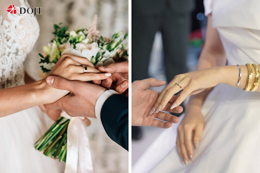 Cô dâu phương Đông đeo nhẫn tay trái, còn phương Tây thường đeo tay phải