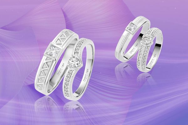 Nhẫn cưới vàng trắng 18K là lựa chọn hàng đầu cho các cặp đôi thích sự hiện đại đi cùng đẳng cấp