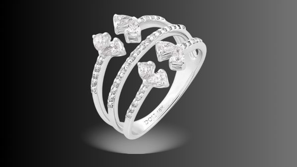 Nhẫn vàng trắng 18K đính kim cương DOJI (Mã sản phẩm: AFRR100117D2DA1)