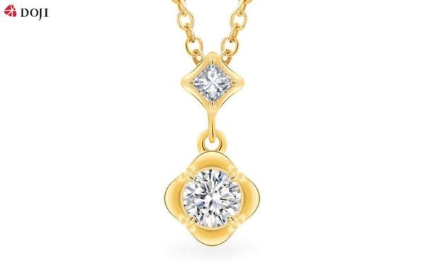 Thiết kế mặt dây chuyền hoa 4 cánh đơn giản nhưng lại vô cùng đặc biệt nhờ sự lồng ghép bởi viên đá CZ lấp lánh