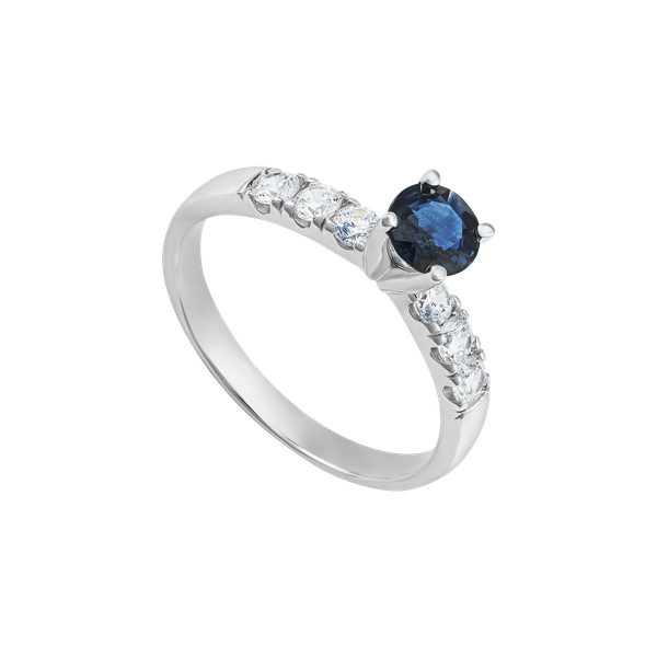 Mẫu nhẫn vàng trắng kết hợp sapphire sang trọng, trẻ trung