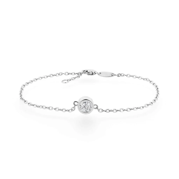 Lắc tay vàng trắng charm đá CZ tròn sang trọng, tinh tế