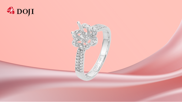 Vỏ nhẫn vàng trắng 18K DOJI AFRA000436D2KK1 sở hữu vẻ đẹp nhẹ nhàng và tiểu thư