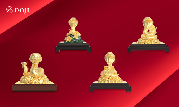 Tượng đúc vàng 24K Kim Tỵ đến từ thương hiệu DOJI