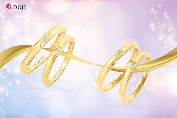 Nhẫn cưới vàng tây đính kim cương