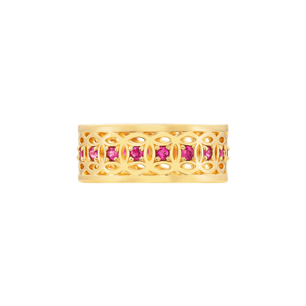 Người mệnh Hoả nên chọn nhẫn kim tiền đính đá màu đỏ như Ruby