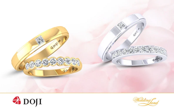 Nhẫn vàng DOJI thiết kế đa dạng, từ thanh lịch đến sang trọng, phù hợp với mọi phong cách
