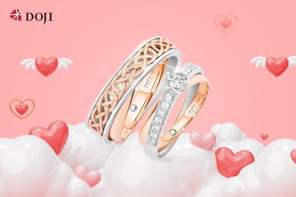 Nhẫn cưới vàng hồng biểu trưng cho tình yêu lãng mạn và tinh tế