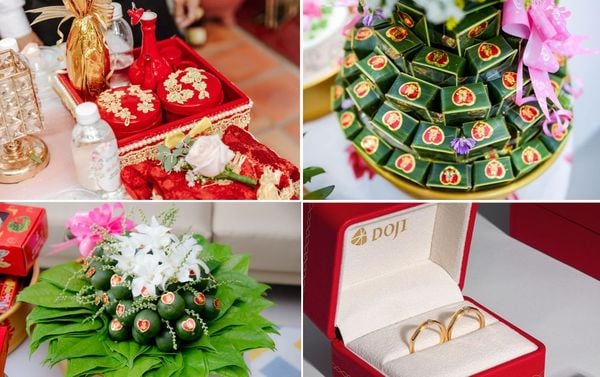 Cặp đôi nên giữ lại những tráp lễ truyền thống như trà rượu, bánh phu thê, trầu cau, vàng cưới để bày tỏ sự tôn trọng phong tục