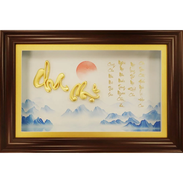 Sản phẩm tranh chữ “Cha mẹ” phủ vàng thay lời chúc phúc của bạn gửi tới ông bà, bố mẹ trong dịp kỷ niệm “đám cưới vàng”