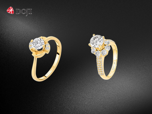 Nhẫn vàng 18K thường được kết hợp với nhiều loại đá quý khác nhau