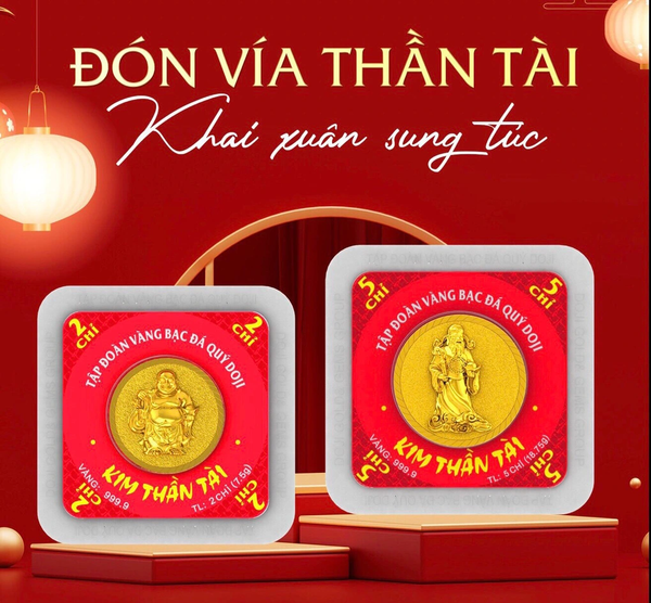 Trọn bộ 2 sản phẩm đồng vàng Kim Thần Tài DOJI giúp gia chủ thu hút vận may