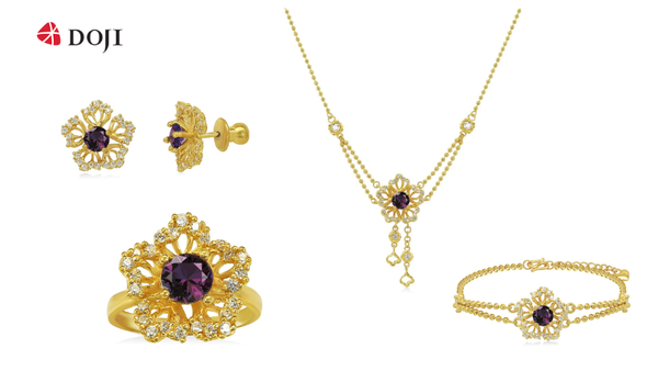Trang sức gắn đá amethyst của DOJI
