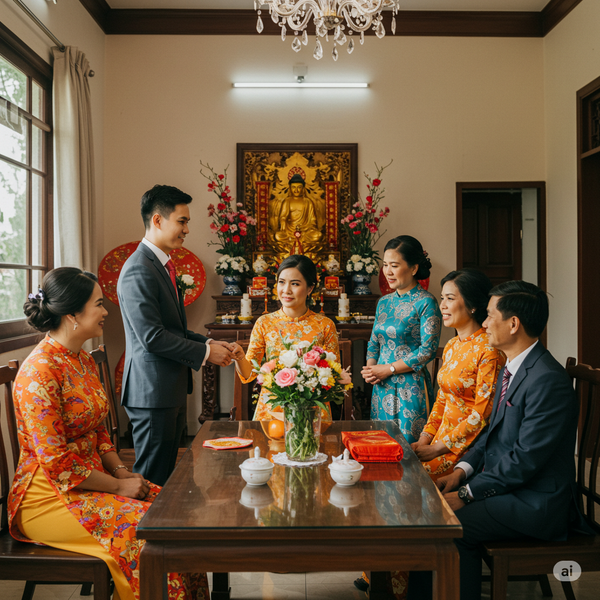 Gộp 2 lễ trong một ngày thường theo thứ tự lễ hỏi buổi sáng, rước dâu và đãi tiệc vào buổi chiều