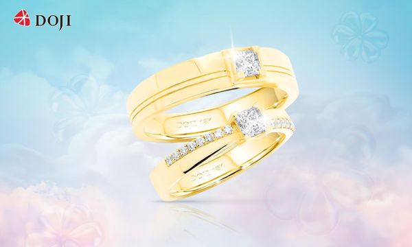 Nhẫn cưới vàng vàng 18K phù hợp với những cặp đôi yêu thích vẻ đẹp truyền thống, cổ điển