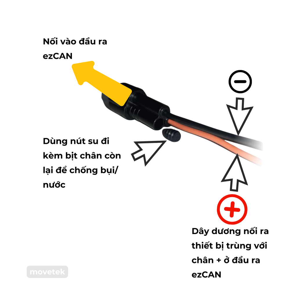 Nối dây với các phụ kiện dùng 2 chân âm dương
